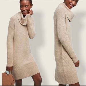 Anthropologie Beige Long Sleeve Dress
